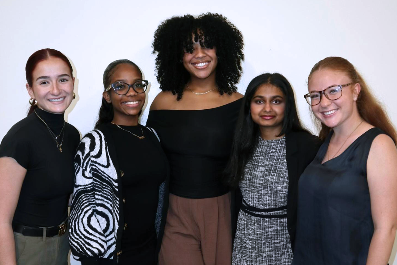 Lea Lavendel (Outreach), Sakshi K Pandit(Events), Thaysha Stephen(President), Shanel Robles(Social Media), Angelina Marinucci (VP)